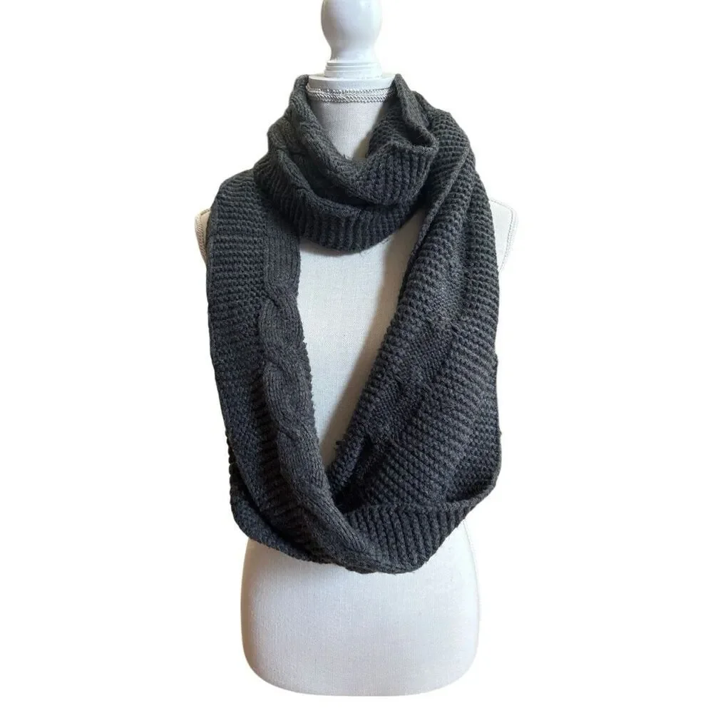 Women's Thick Cable Knit Ribbed Infinity Circle Loop Scarf 100% Acrylic One Size